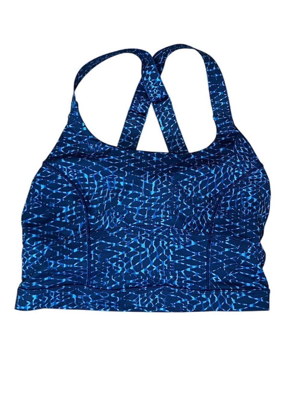 Lululemon pure practice blue hero/snake print bra size 6